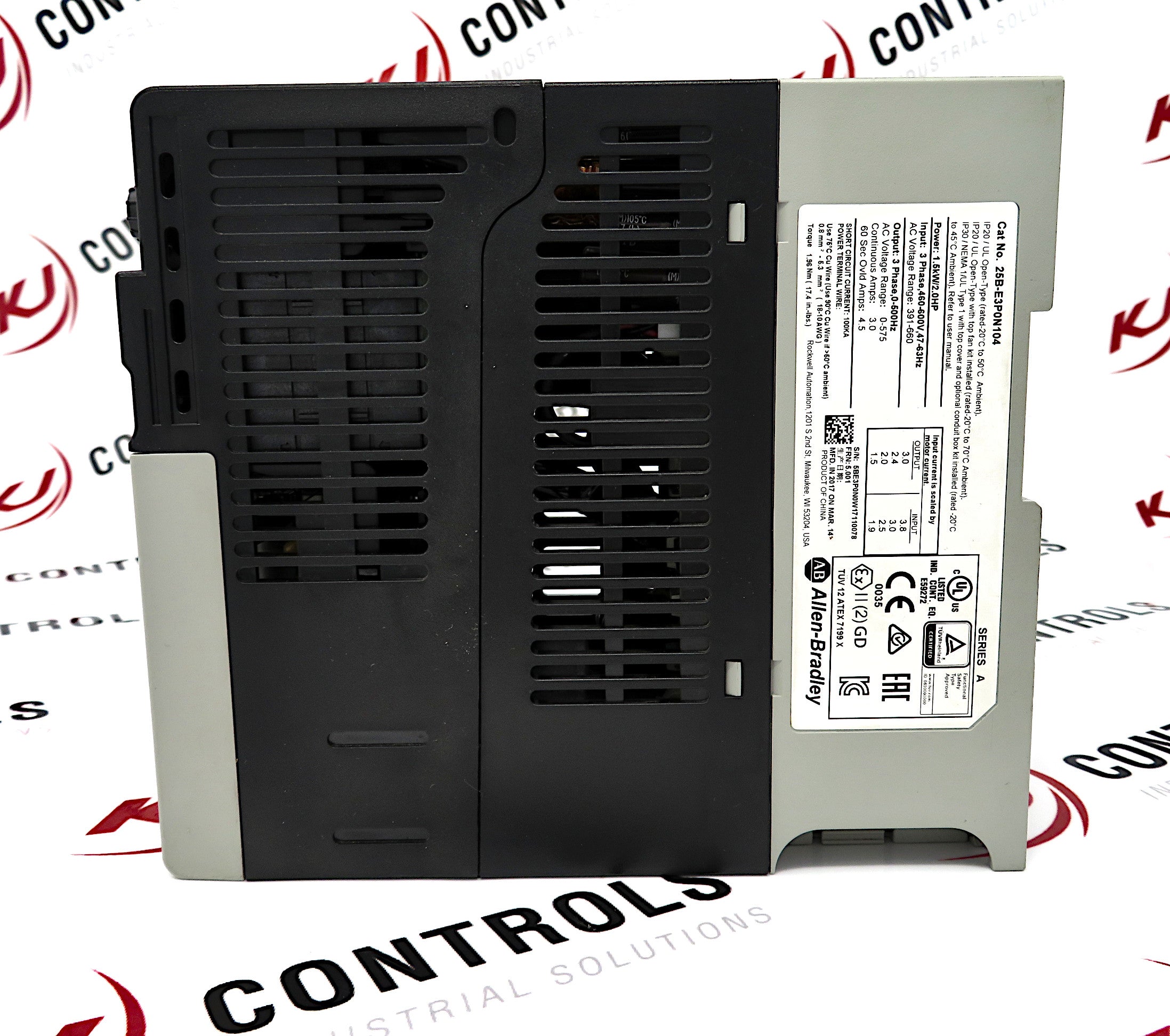 Allen-Bradley PowerFlex 525 AC Drive 25B-E3P0N104 AC Drive 600 VAC 1.5KW/2.0 HP