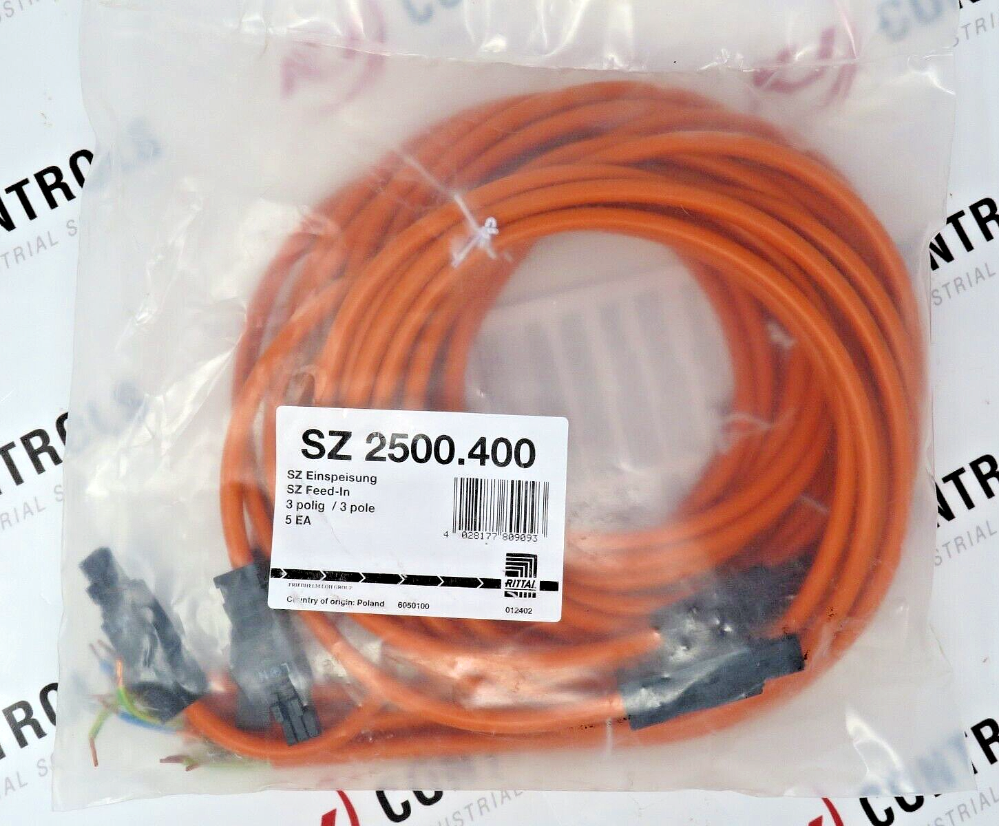 Rittal SZ 2500.400 Connection Cable for LED System Light, 3-Pole, 3m (Lot of 5)