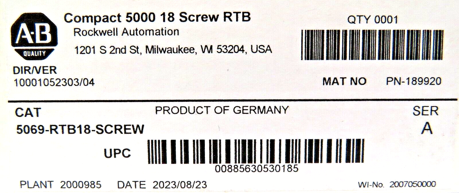 Allen-Bradley 5069-RTB18-SCREW Compact 5000 18-Pin Screw Terminal Block