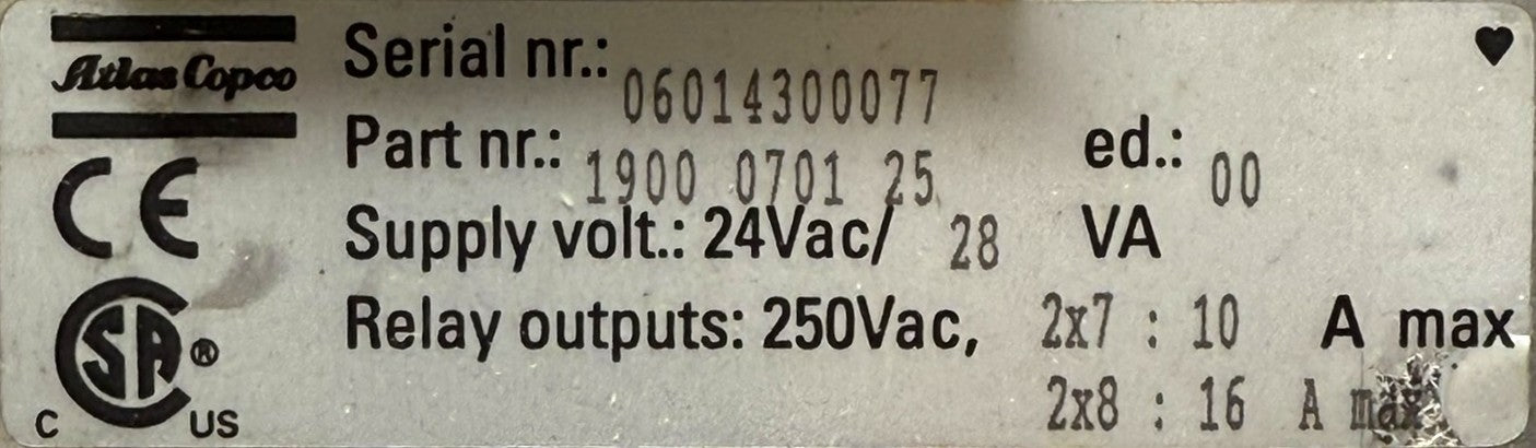 Atlas Copco 1900-0701-25 Elektronikon Compressor Controller3