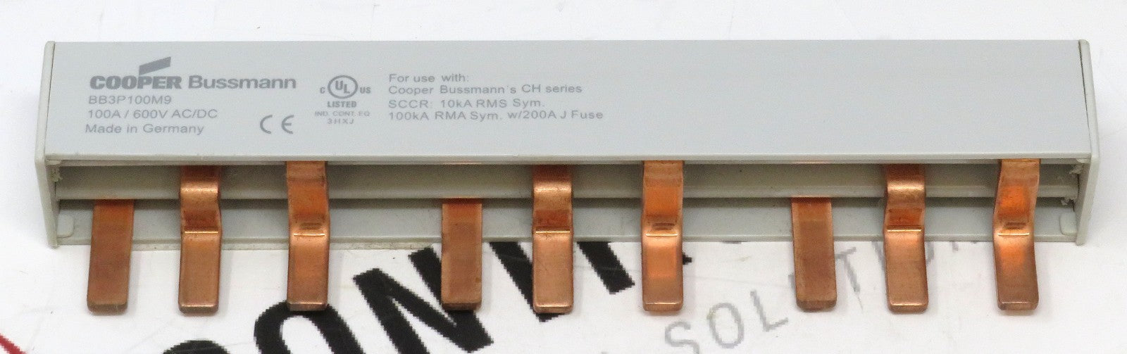 Eaton Cooper Bussmann BB3P100M9 100A 600V 3-Phase Busbar 9-Pin0