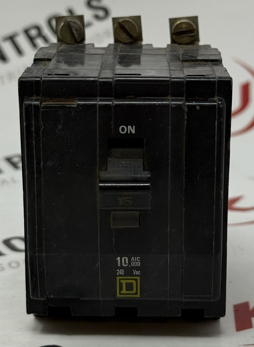 Square D QOB315 15A 3-Pole Bolt-On Circuit Breaker 120/240VAC1