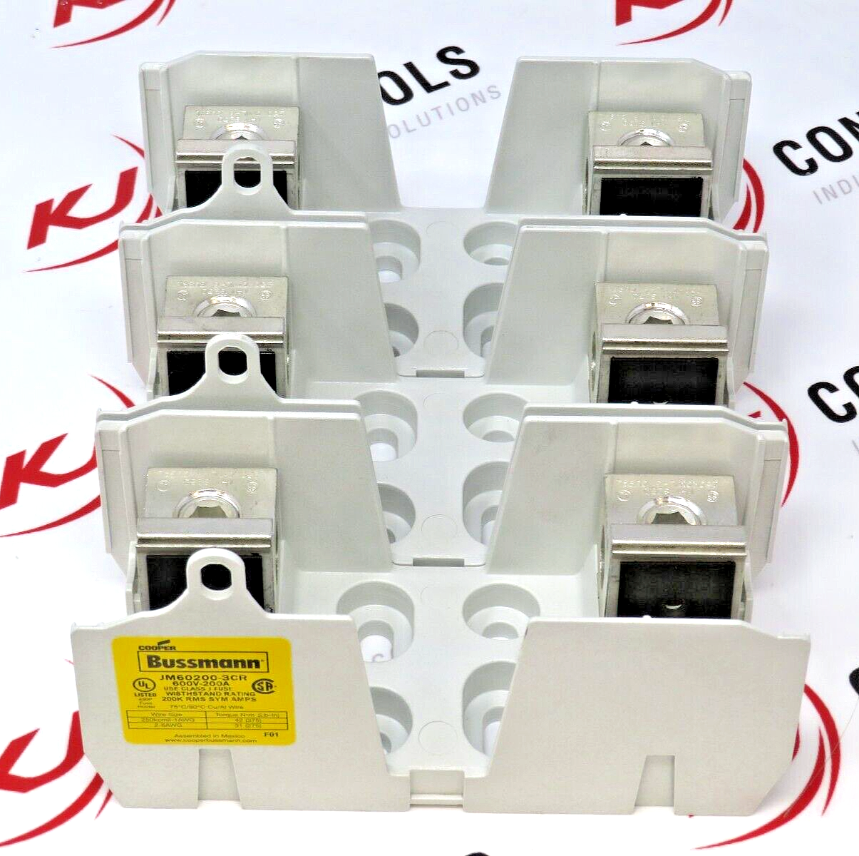 Eaton Cooper Bussmann JM60200-3CR 600V 200A Class J 3-Pole Modular Fuse Block