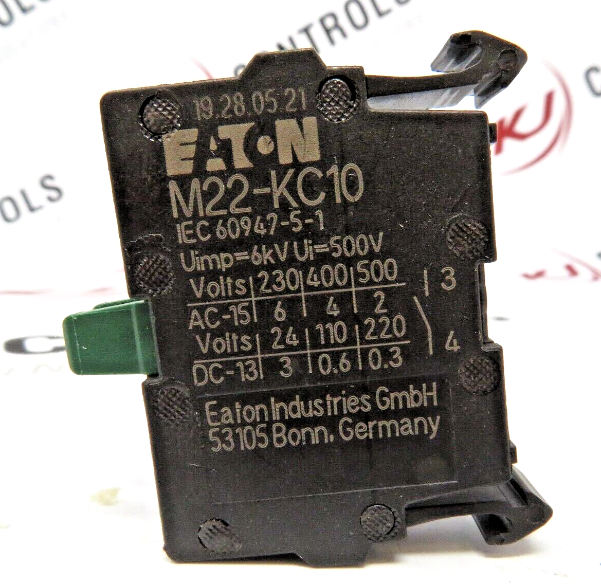 Eaton M22-KC10 RMQ-Titan Series 22.5mm 1NO Contact Block with Screw Terminals