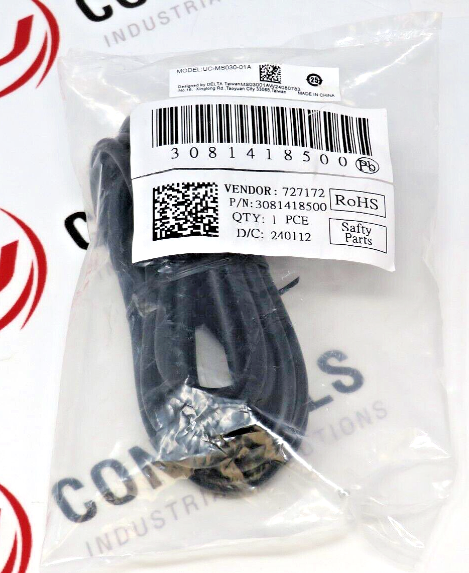 Delta Electronics UCMS03001A 3081418500 RS-232 DB9 to Mini-DIN 8P Program Cable