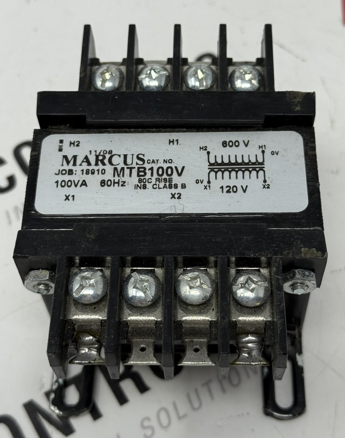 Marcus MTB100V Control Transformer 100VA 600V/120V0