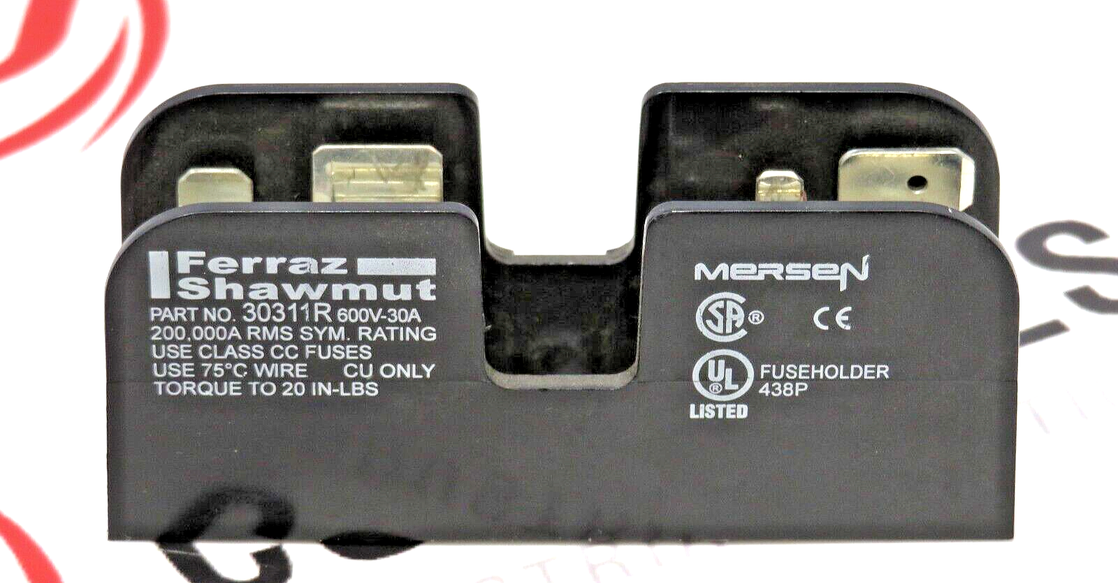 Mersen Ferraz Shawmut 30311R Class CC Fuse Block 30A 600V 1-Pole Screw Terminal