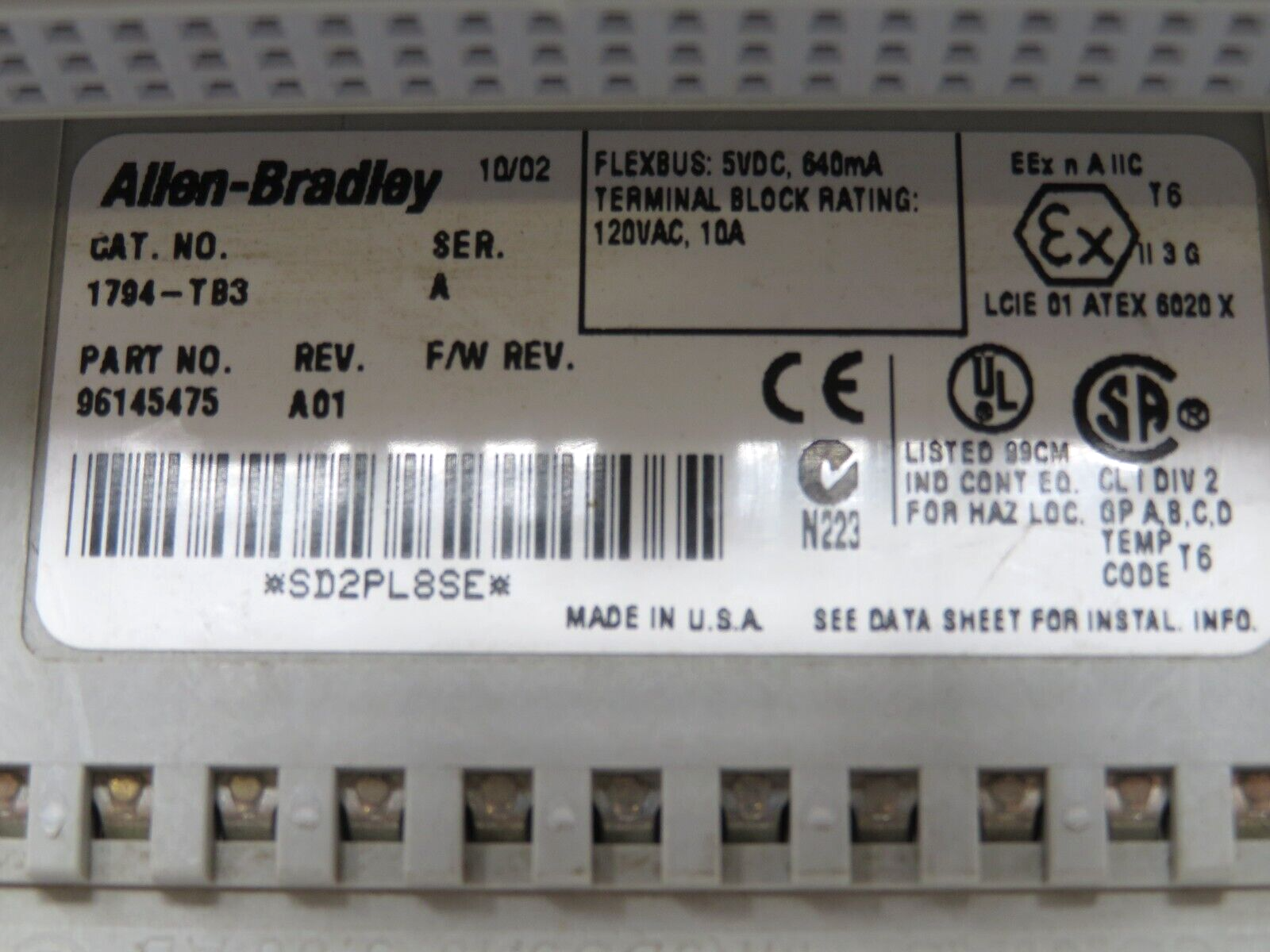 Allen-Bradley 1794-TB3 Flex I/O Terminal Base 3-Wire
