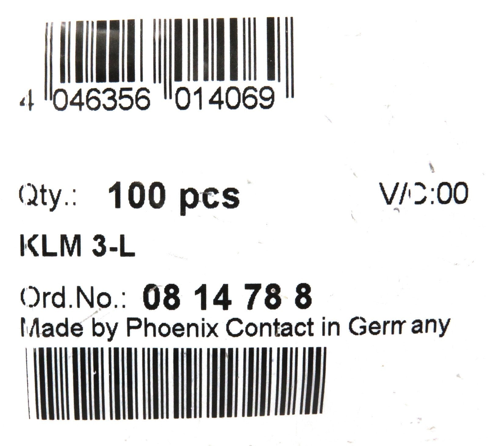 Phoenix Contact KLM 3-L Terminal Strip Marker Carrier Plug-In 100pcs3