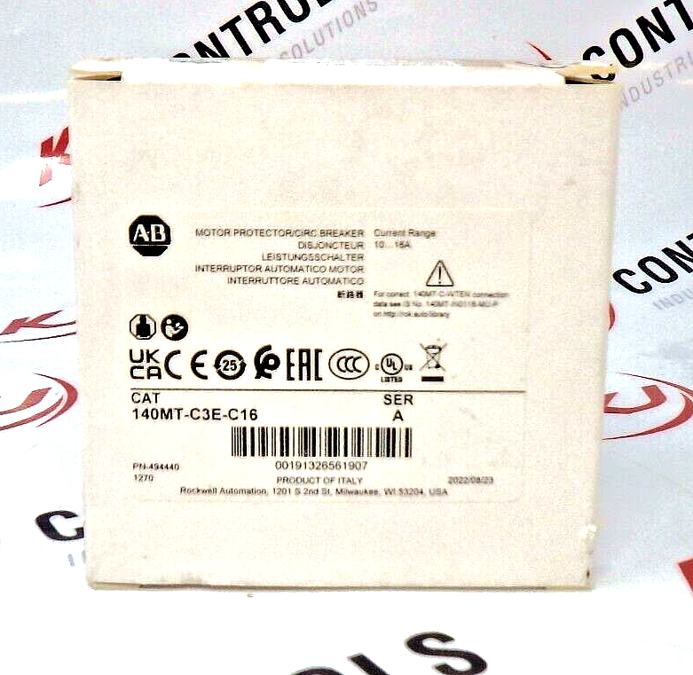 Allen-Bradley 140MT-C3E-C16 Motor Protection Circuit Breaker, C Frame, 10-16A, S