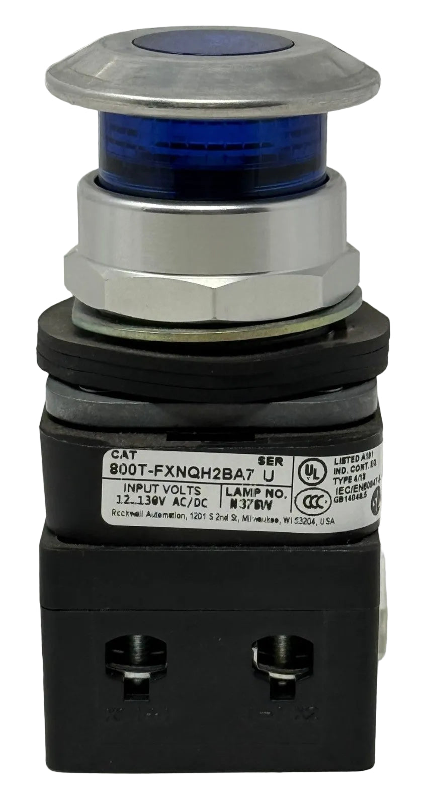 Allen-Bradley 800T-FXNQH2BA7 30mm Blue LED Push-Pull Pushbutton1