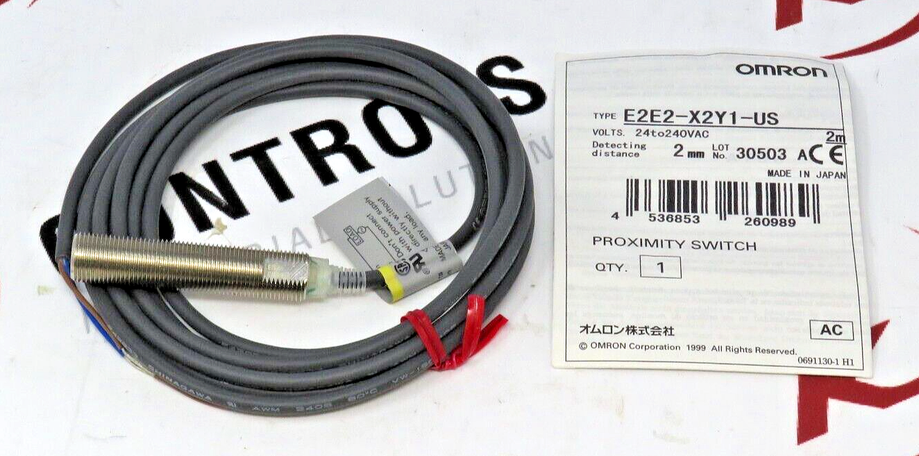 Omron E2E2-X2Y1-US Proximity Sensor, M12, 2mm, 24-240VAC, Shielded, IP67