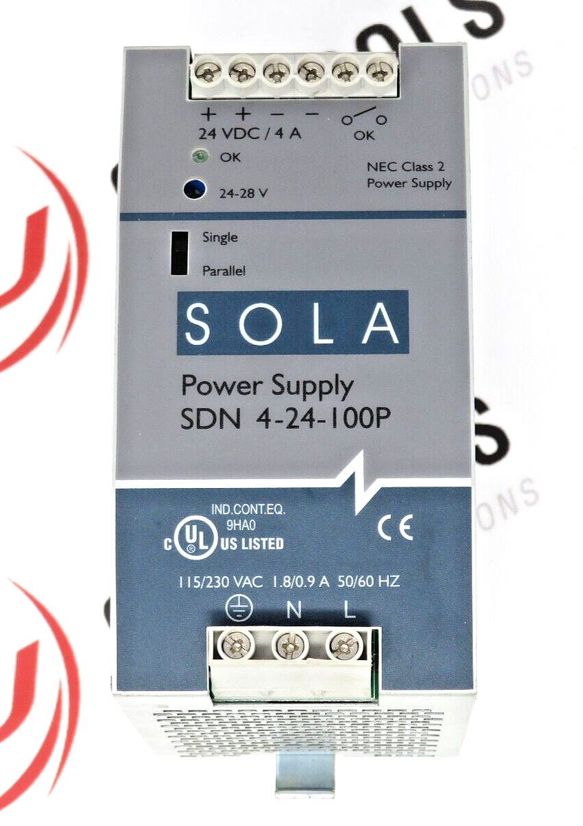 Emerson Sola Hevi-Duty SDN 4-24-100P 24V 4.2A DIN Rail Power Supply with PFC