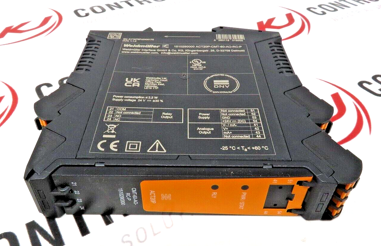 Weidmüller ACT20P-CMT-60-AO-RC-P 60A Current Transducer w/Relay & Push-In Conn.