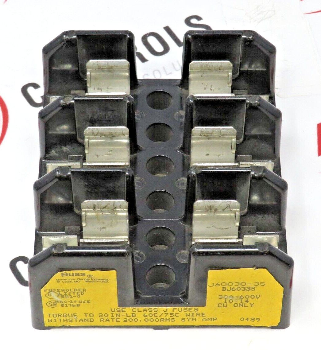 Eaton Cooper Bussmann J60030-3S 30A 600V 3-Pole Class-J Fuse Block