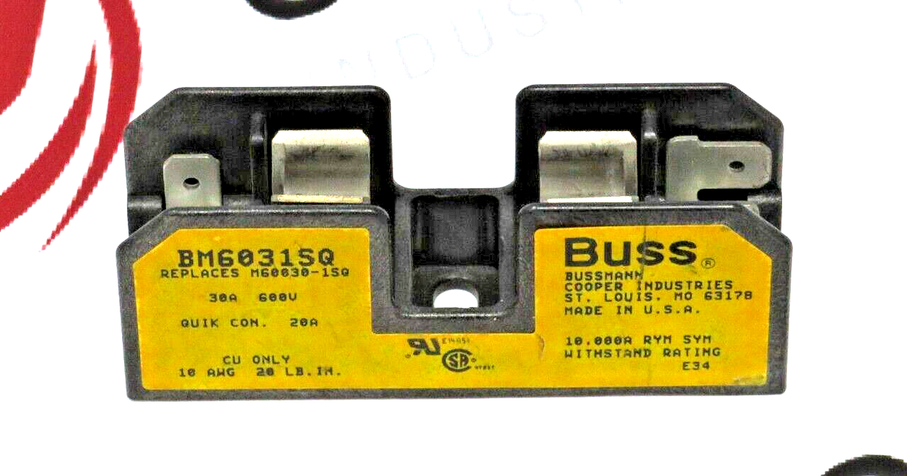 Eaton Bussmann BM6031SQ 30A 600V 1-Pole Fuse Block Screw/Quick Connect Terminals