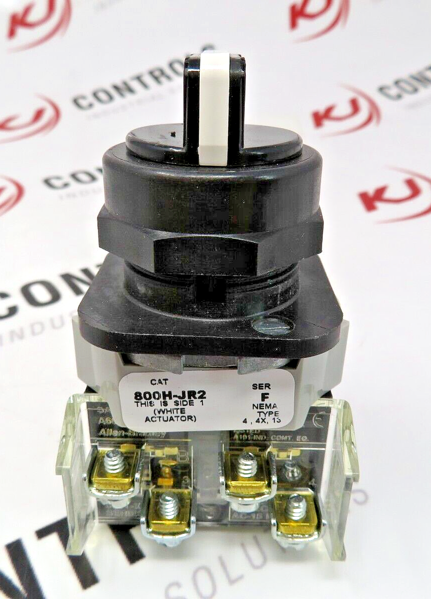Allen-Bradley 800H-JR2A 3-Pos 30mm Black Knob, White Indicator Selector Switch