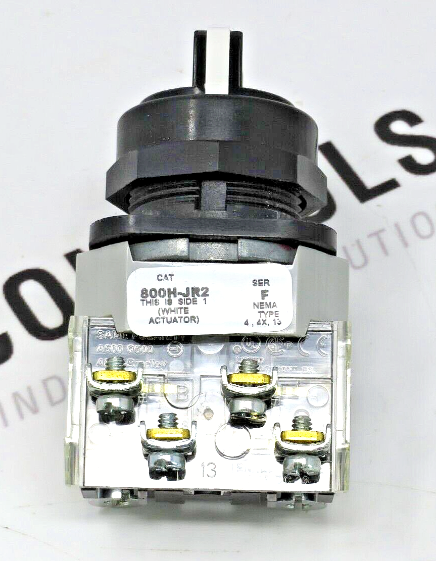 Allen-Bradley 800H-JR2A 3-Pos 30mm Black Knob, White Indicator Selector Switch