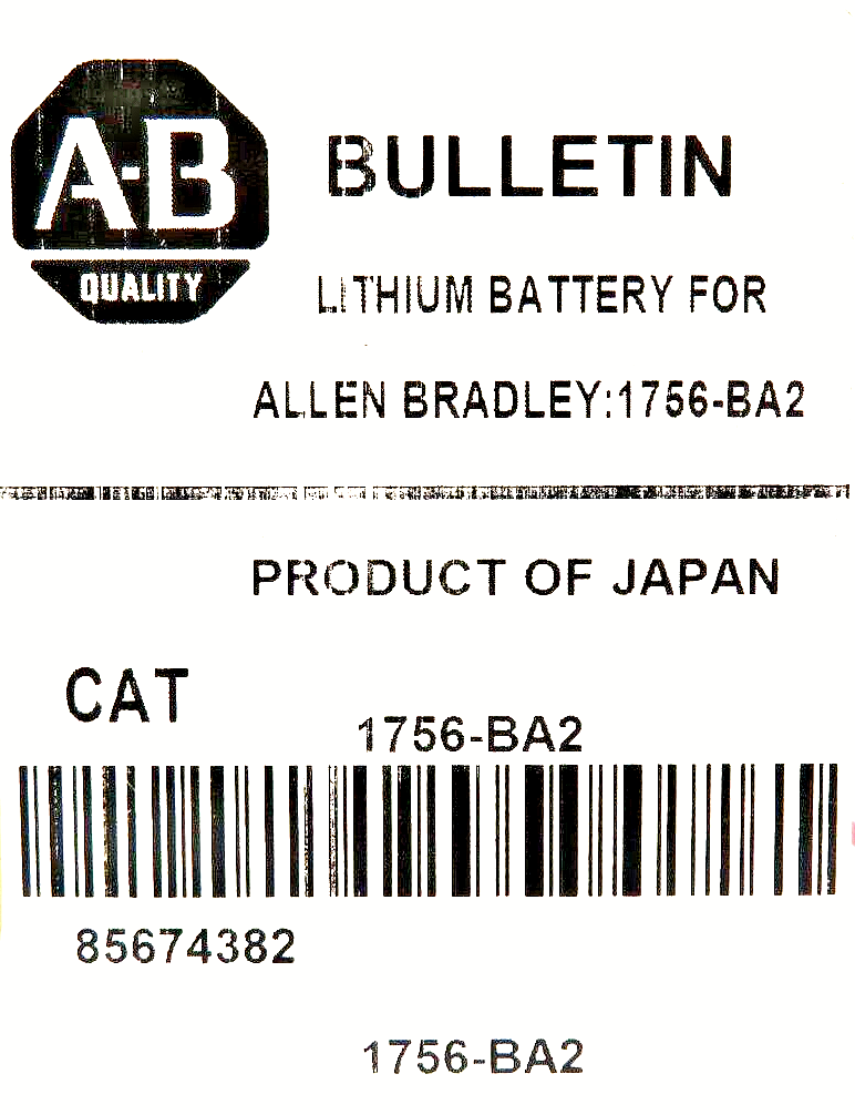 Allen-Bradley 1756-BA2 ControlLogix 3 VDC 1200 mAh PLC Lithium Battery