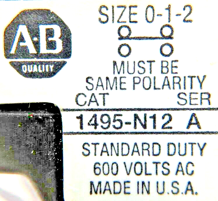 Allen-Bradley 1495-N12 Size 0-1-2 1NO / 1NC Auxiliary Contact Block