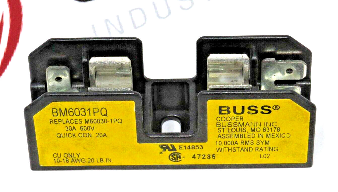 Eaton Bussmann BM6031PQ 30A 600V 1-Pole Fuse Block with Quick Connect