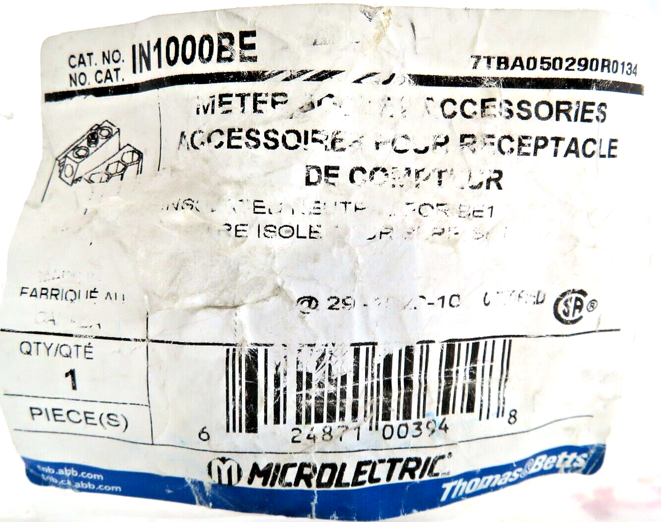 ABB INS Microlectric IN1000BE Insulated Neutral Kit BE Series 100 A Meter Socket