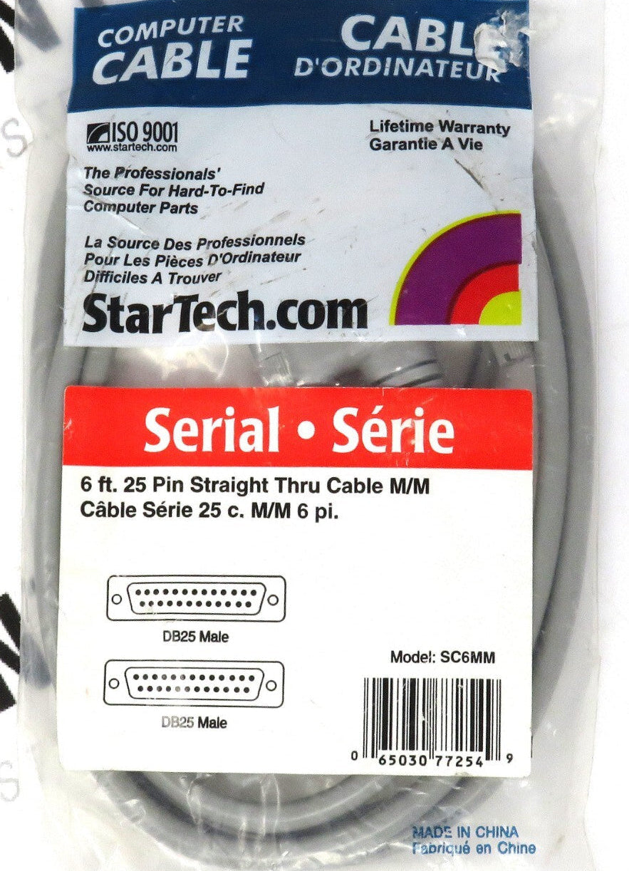 StarTech SC6MM 6ft DB25 Serial Cable Male/Male Straight Thru Grey0