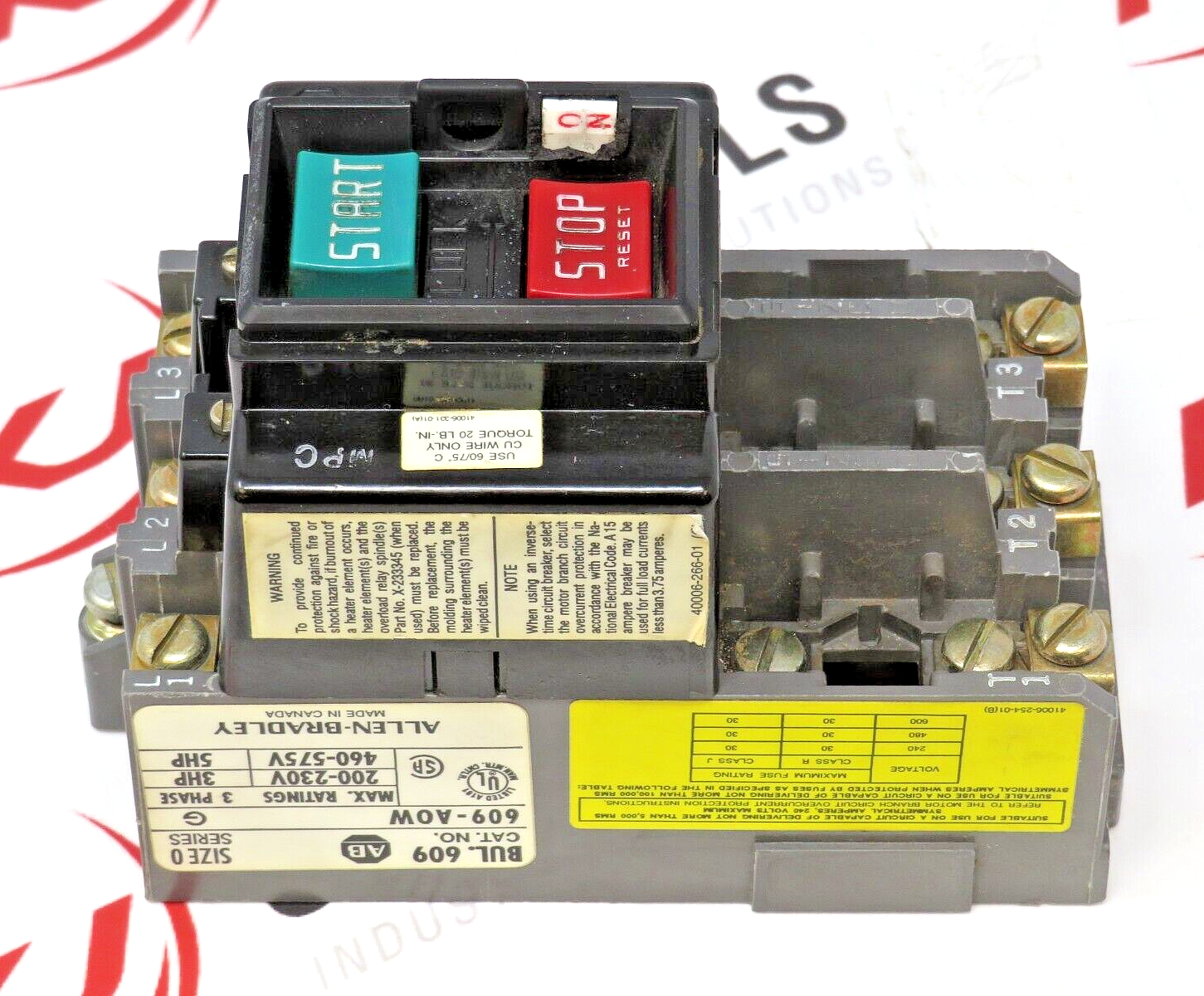 Allen-Bradley 609-AOW Manual Starting Switch 3-Phase Push Button Station