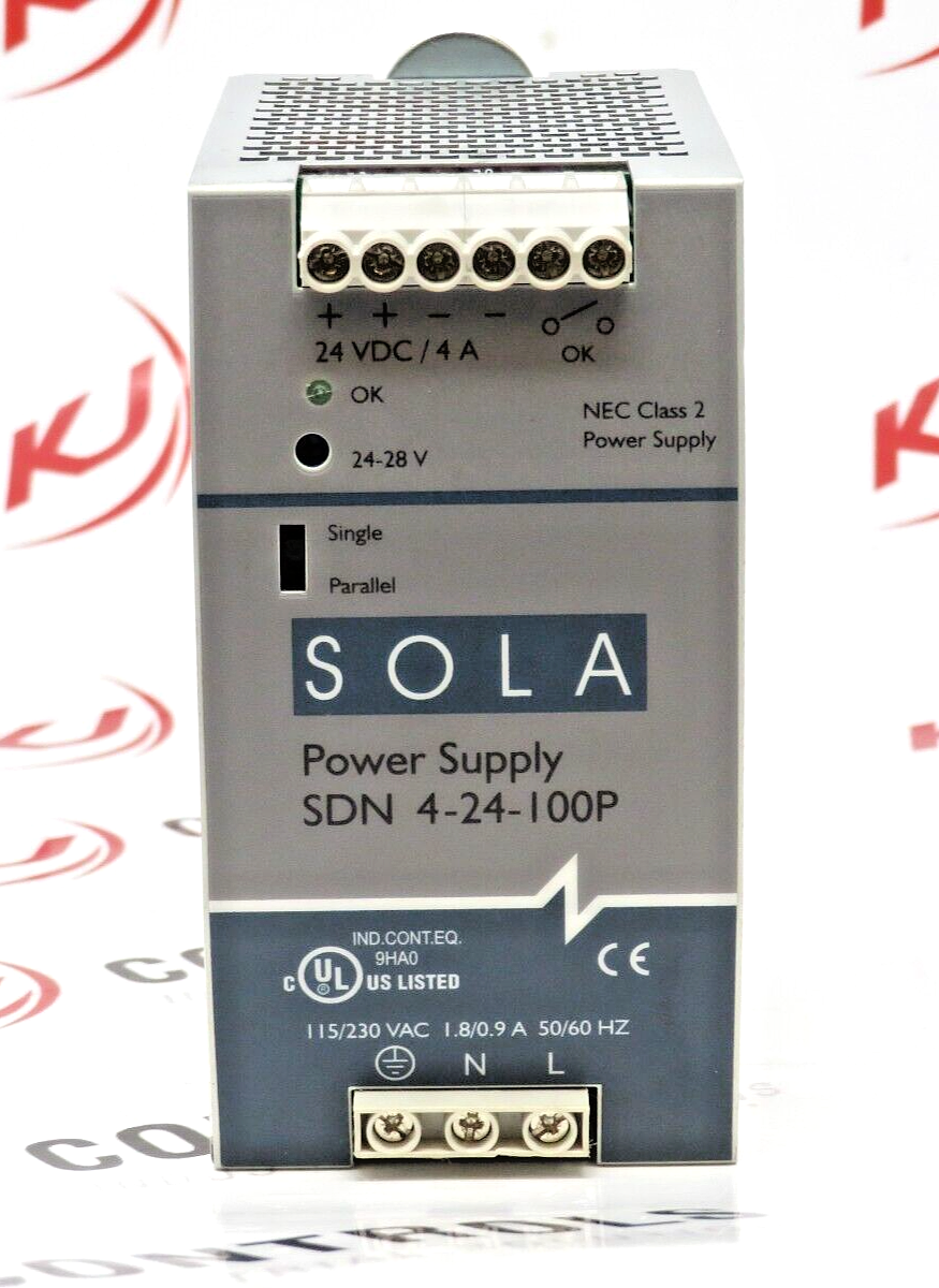 Emerson Sola Hevi-Duty SDN 4-24-100P 24V 4.2A DIN Rail Power Supply with PFC
