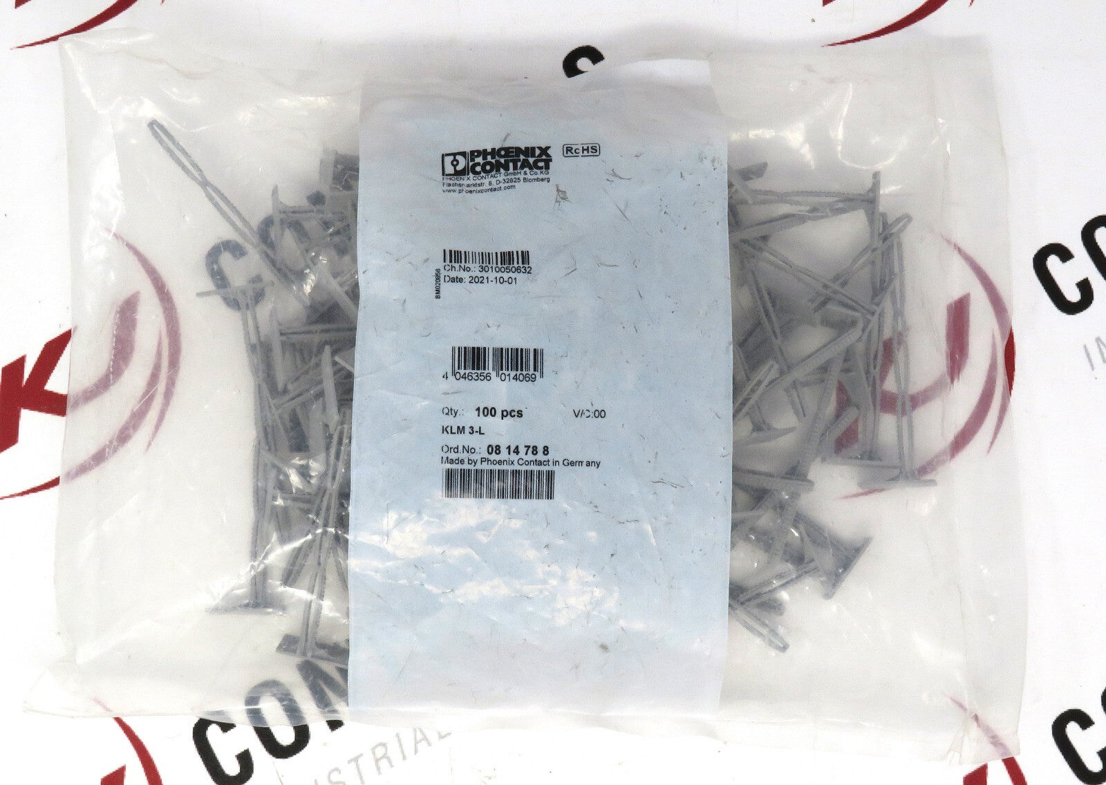 Phoenix Contact KLM 3-L Terminal Strip Marker Carrier Plug-In 100pcs0