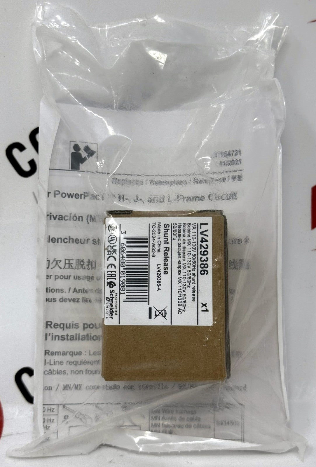 Schneider Electric Square D P29386 / LV429386 PowerPacT Shunt Trip 110-130VAC1