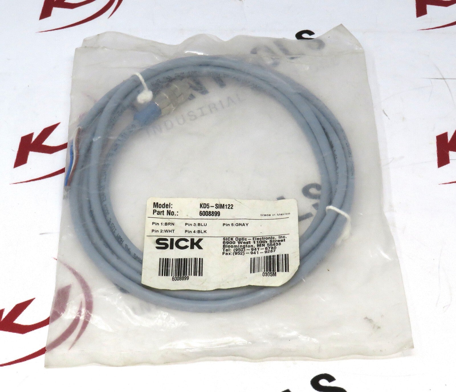 SICK KD5-SIM122 M12 5-Wire Straight Female Cable 2m 60088990