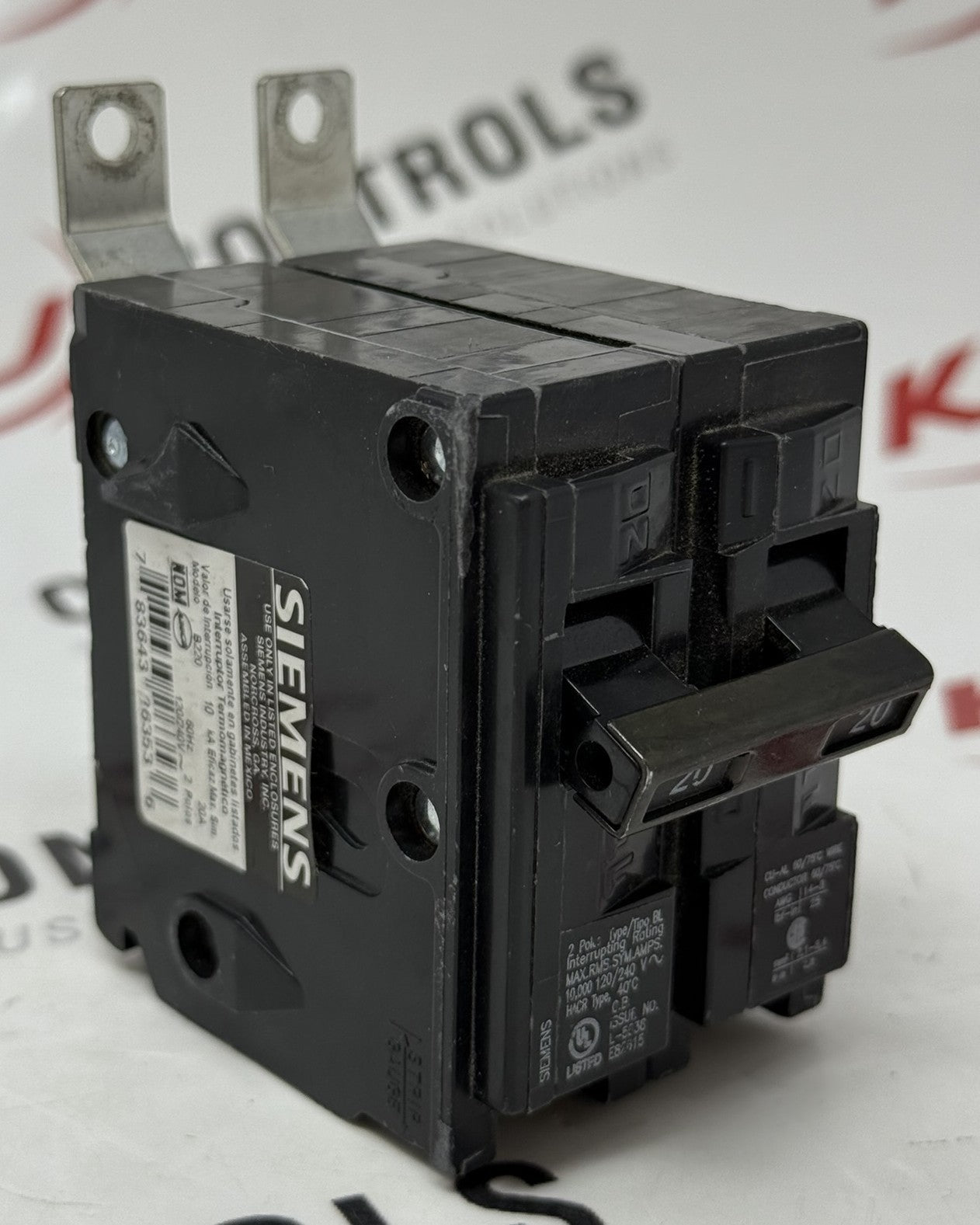 Siemens B220 20A 2-Pole Bolt-On Circuit Breaker 120/240VAC0