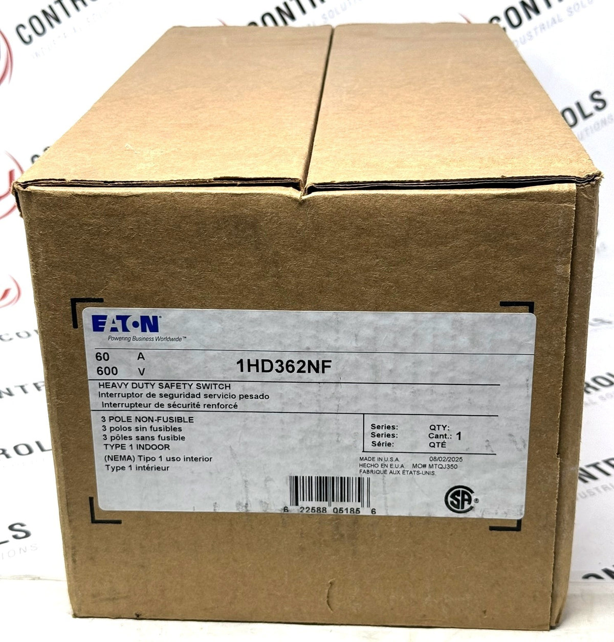 Eaton 1HD362NF 3-Pole 60A 600V Non-Fusible Safety Switch0