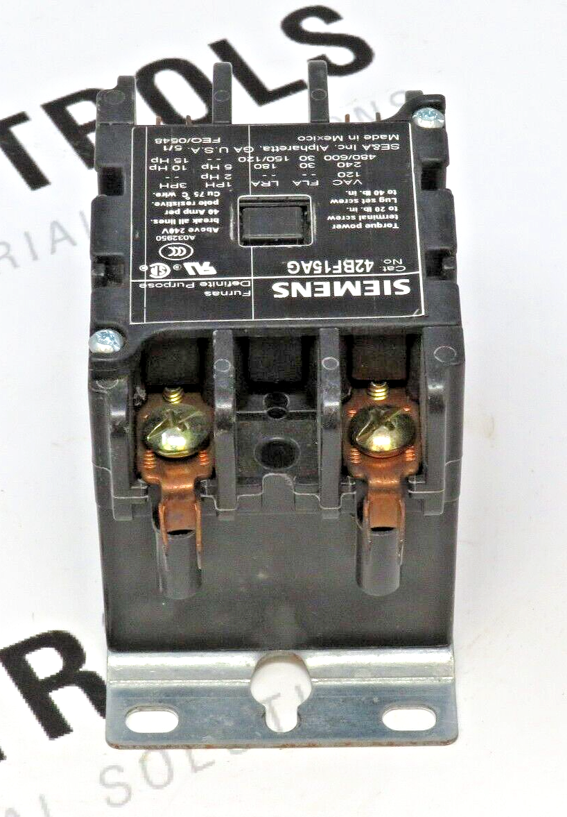 Siemens 42BF15AG Definite Purpose Contactor, 2-Pole, 30A, 208-240V AC Coil
