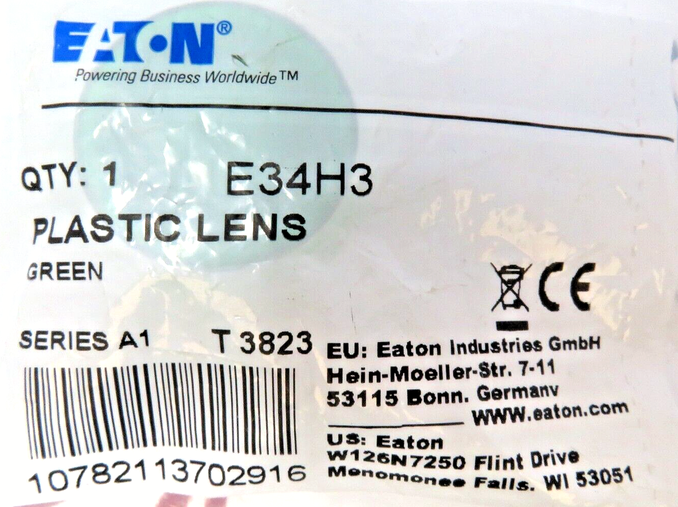 Eaton E34H3 30.5mm Green Plastic Indicating Light Lens