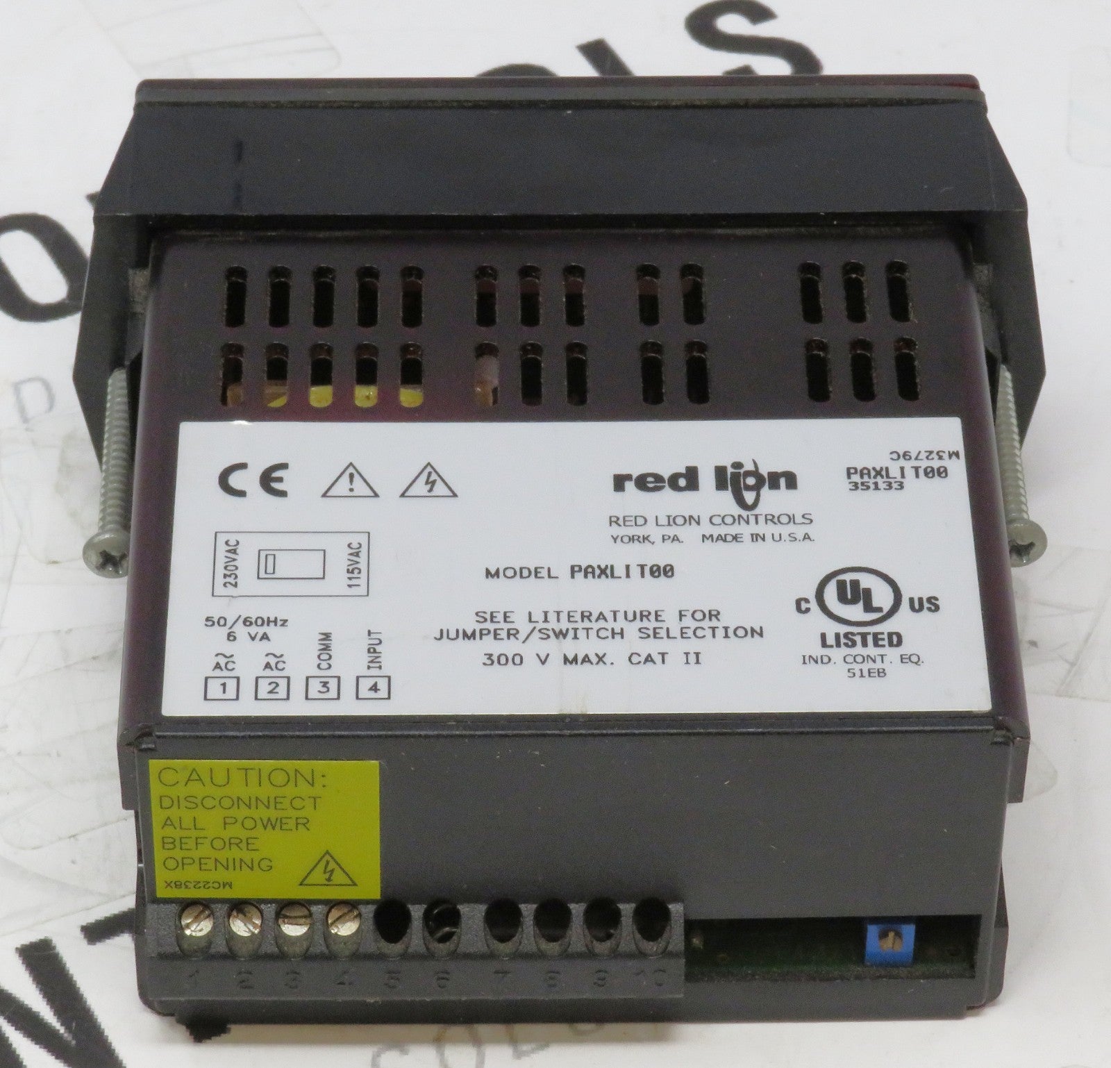Red Lion PAXLIT00 Current Meter 3.5 Digit LED 1/8 DIN 230/115VAC Input1