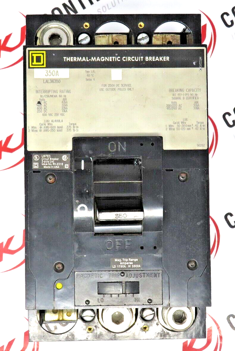 Schneider Electric Square D LAL36350 350A 3PL 600VAC Molded Case Circuit Breaker
