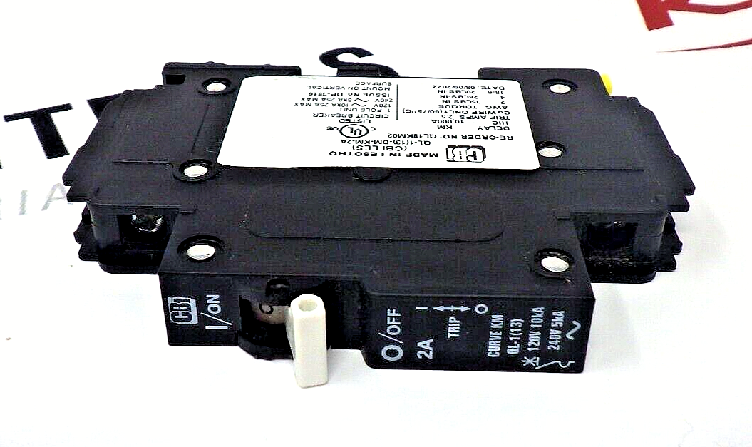 CBI QL18KM02 2A 1-Pole Circuit Breaker, 120/240V AC, KM Curve, Dual Mount