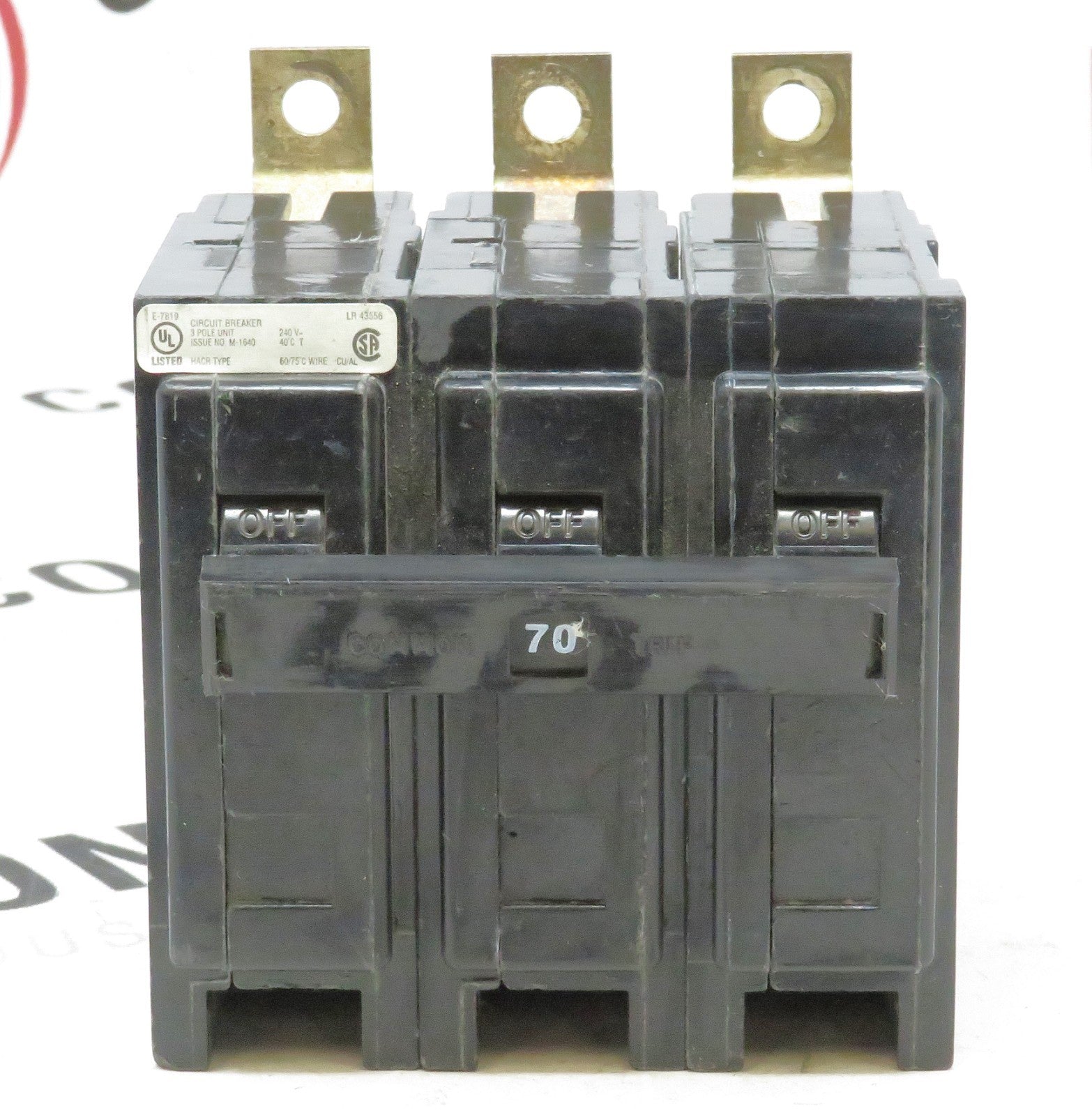 Eaton Cutler-Hammer QBHW3070H Quicklag 70A 3-Pole 240V Bolt-On Circuit Breaker0