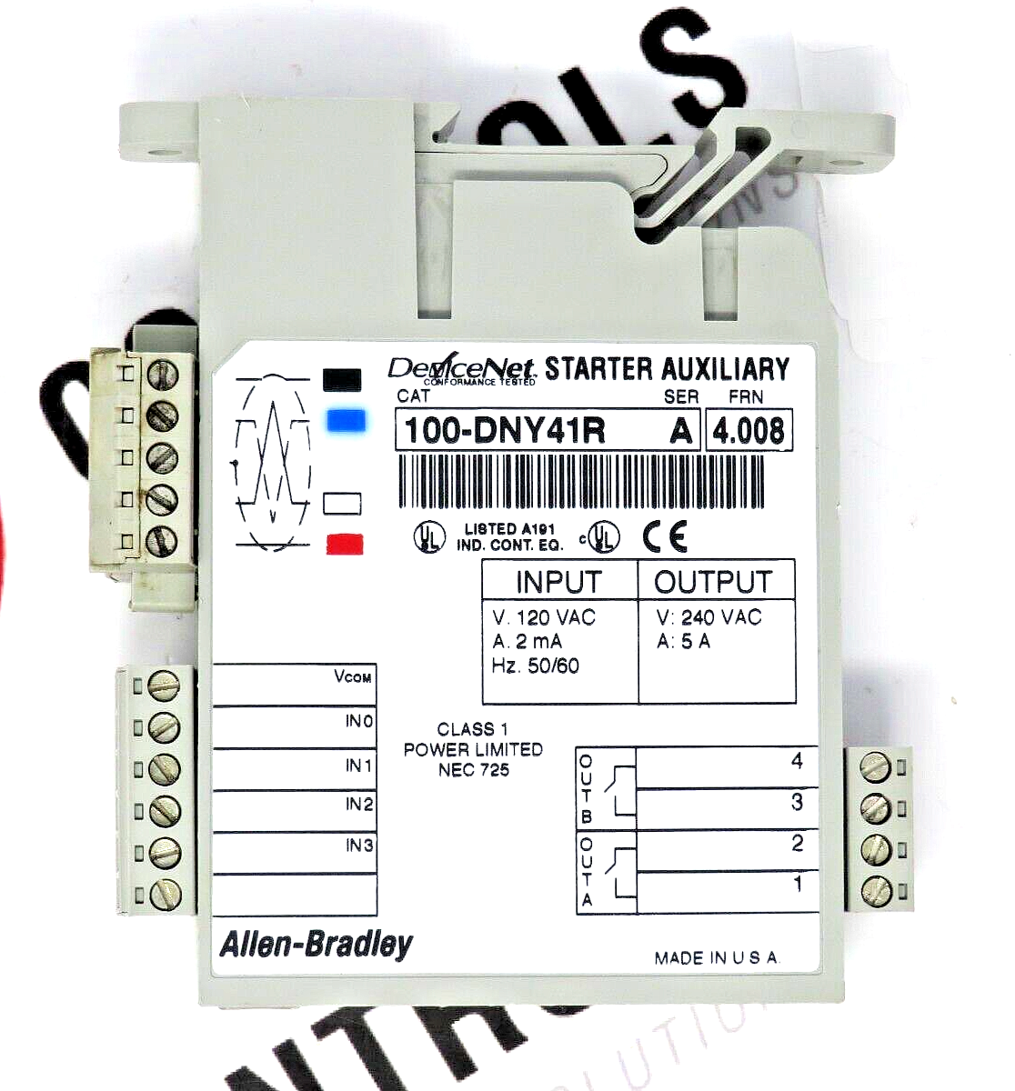 Allen Bradley 100-DNY41R DeviceNet Starter Auxiliary Series A