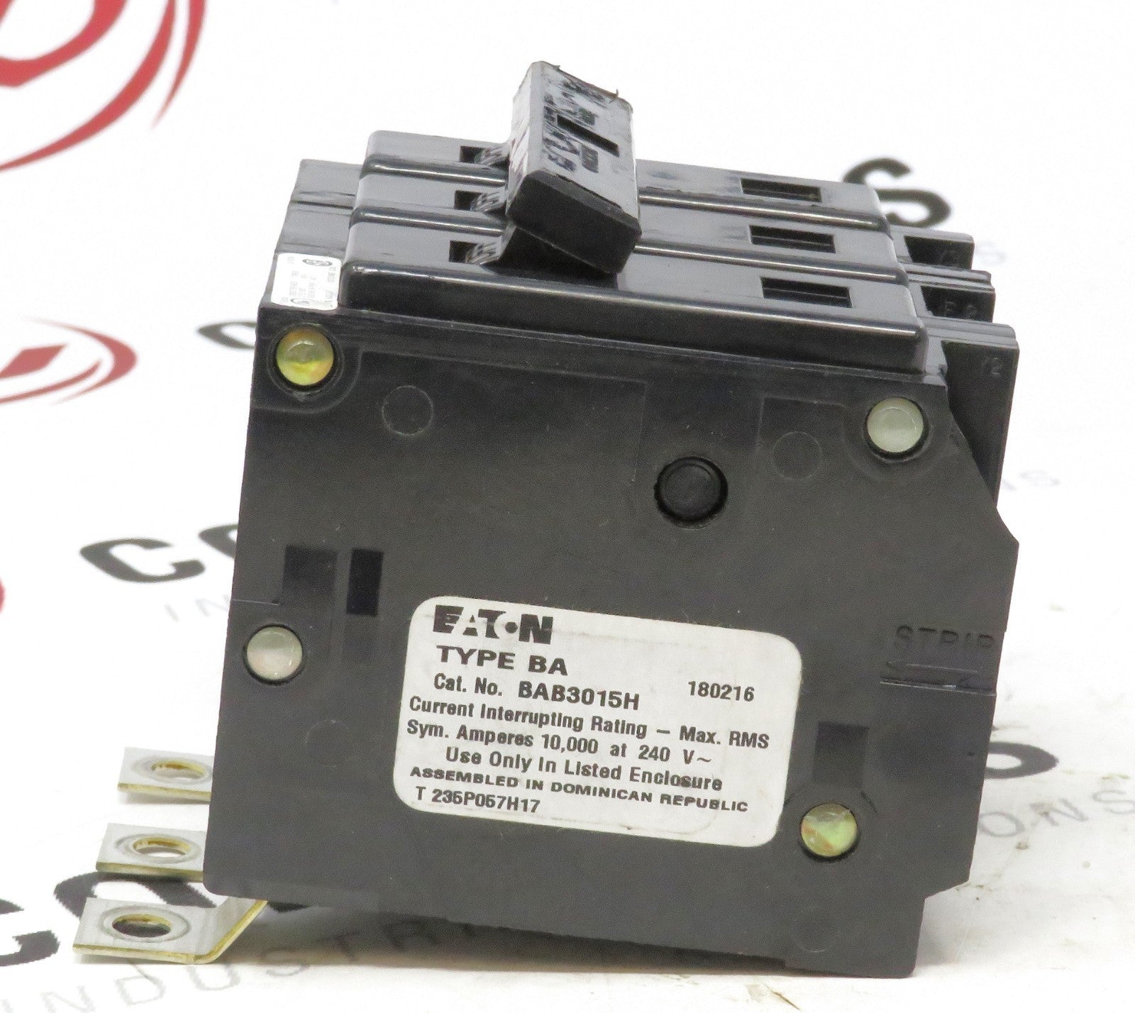 Eaton BAB3015H 15A 3P 240V Bolt-On Circuit Breaker Type BAB1
