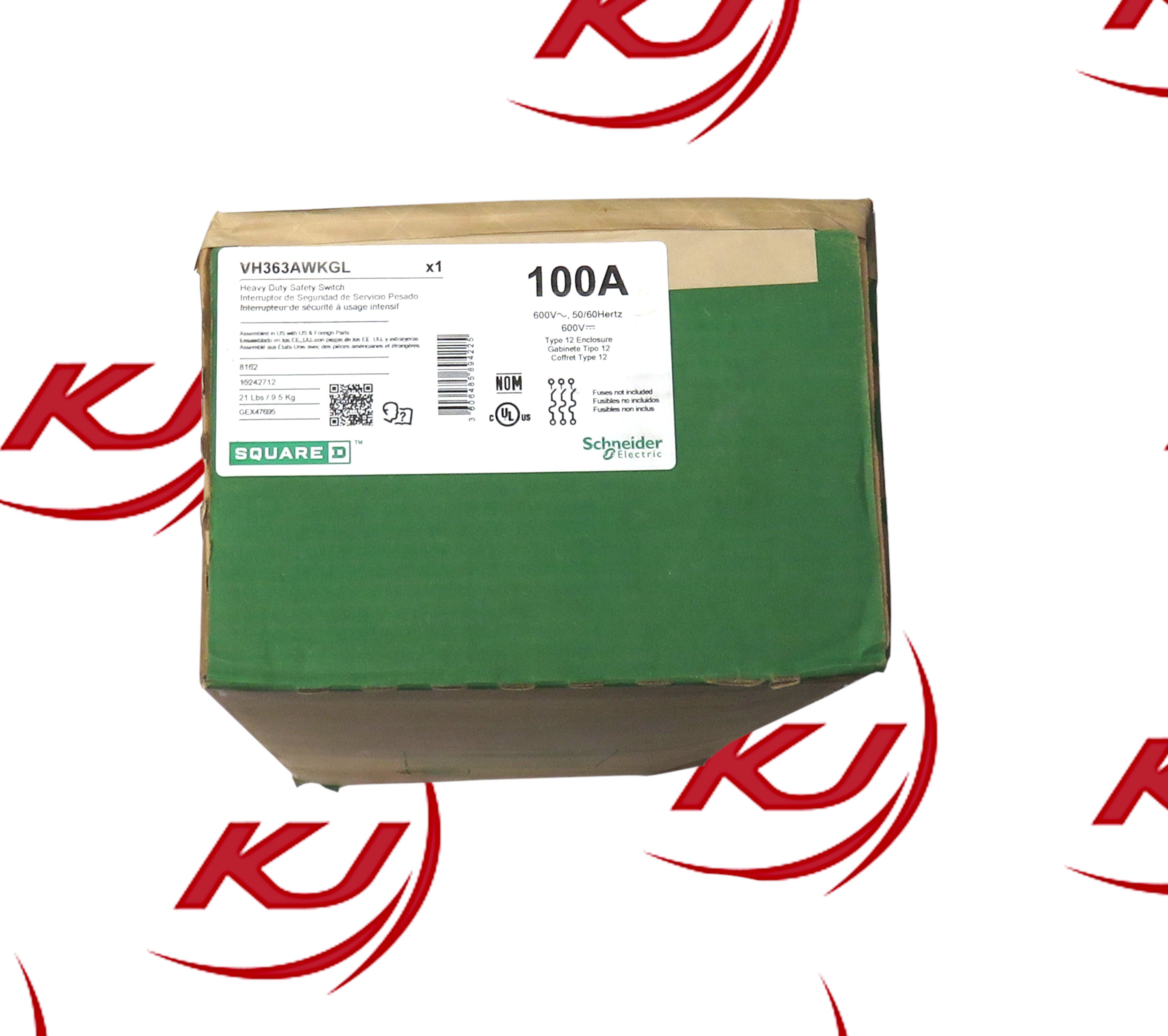 Schneider Electric Square D VH363AWKGL 100A 600V 3-Pole Heavy Duty Safety Switch