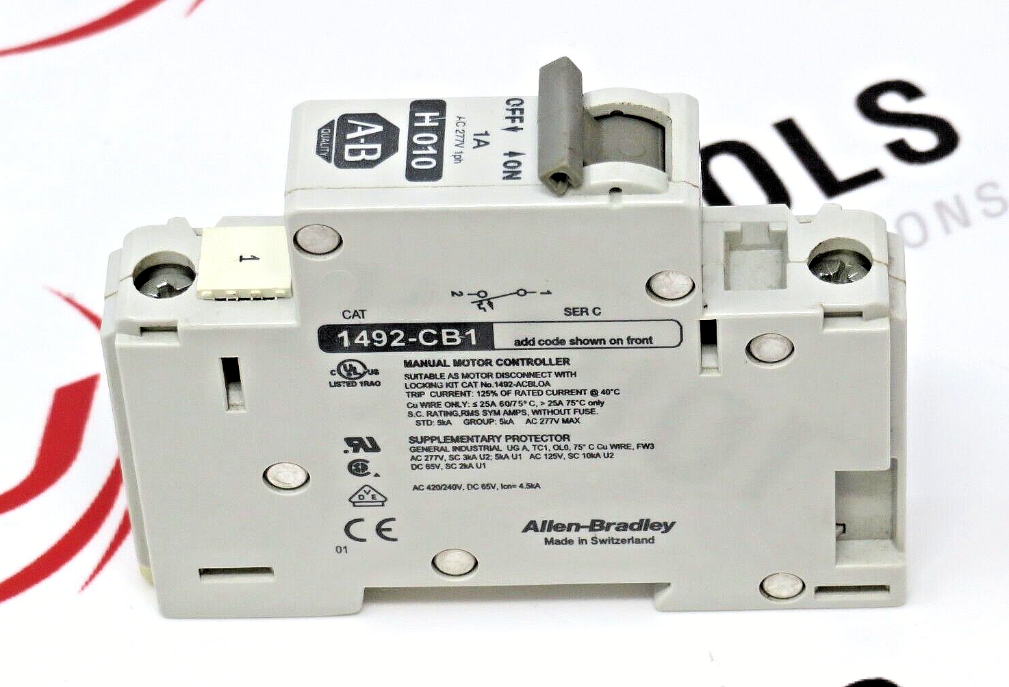 Allen-Bradley 1492-CB1H010 Motor CNTRL/Manual Circuit Breaker 1A 1-Pole 277 VAC