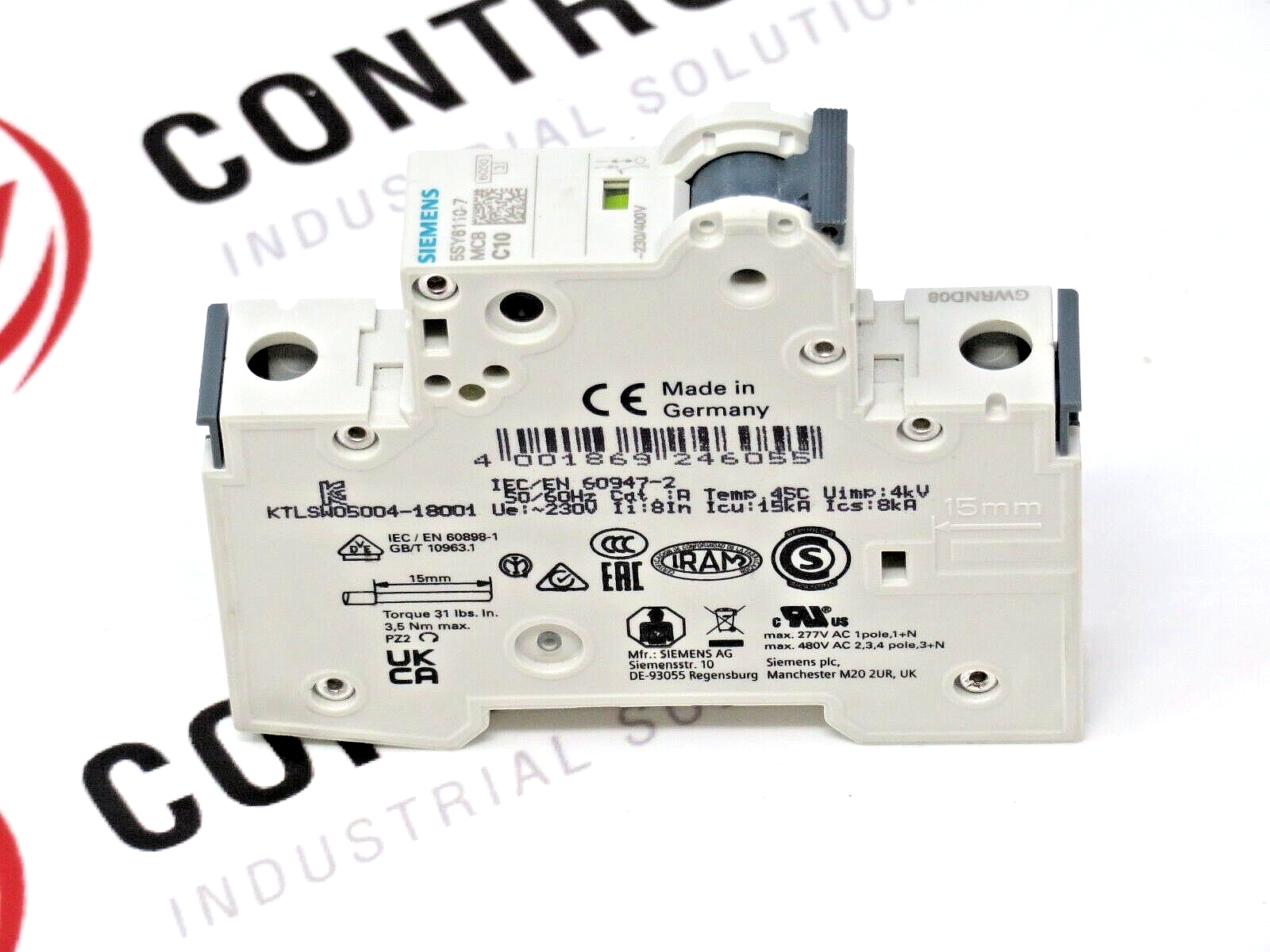 Siemens 5SY6110-7 Miniature Circuit Breaker 10A 1-Pole 230/400VAC DIN Rail Mount
