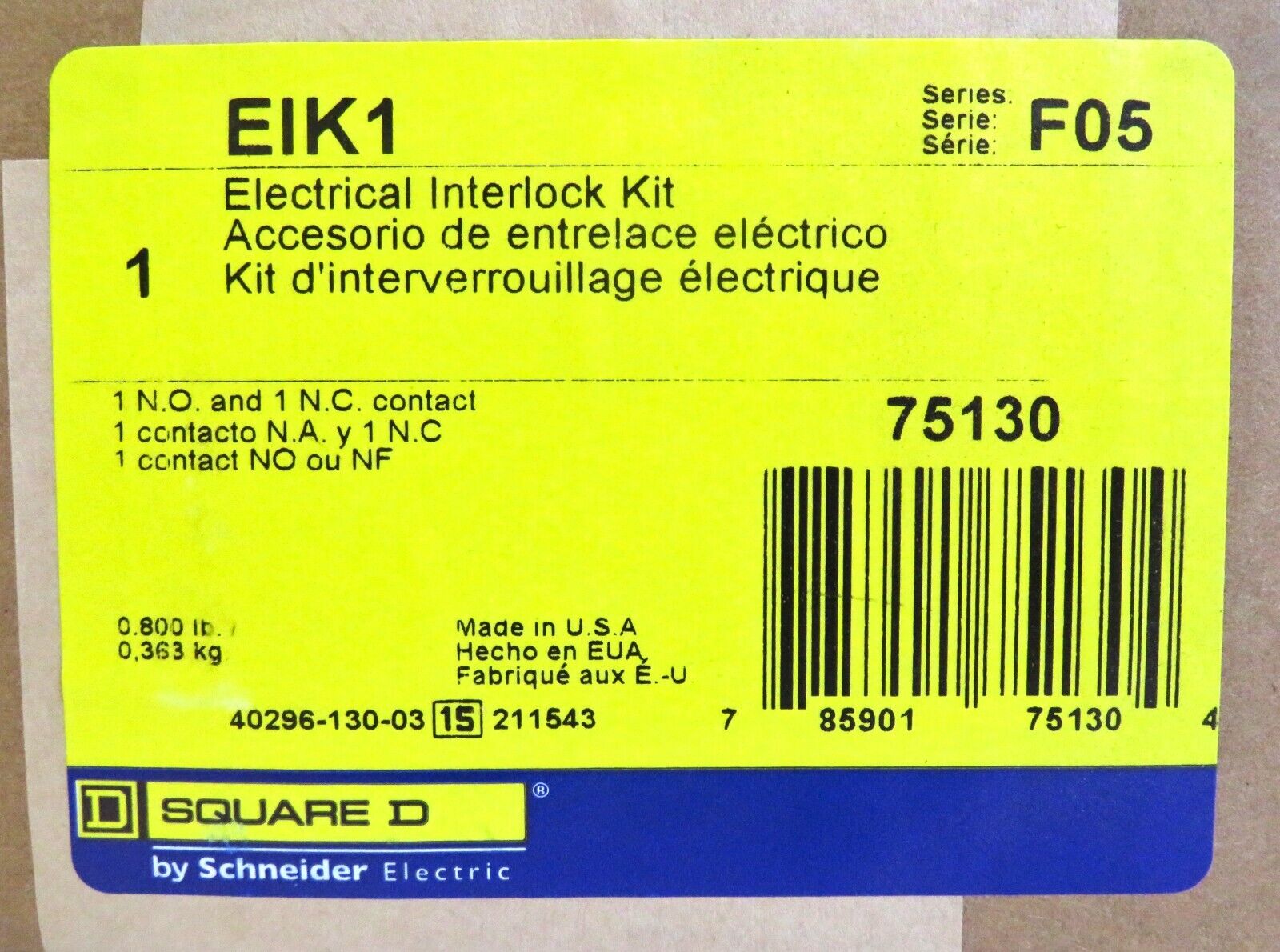 Schneider Electric Square D Electrical Interlock Safety Switch Kit EIK1