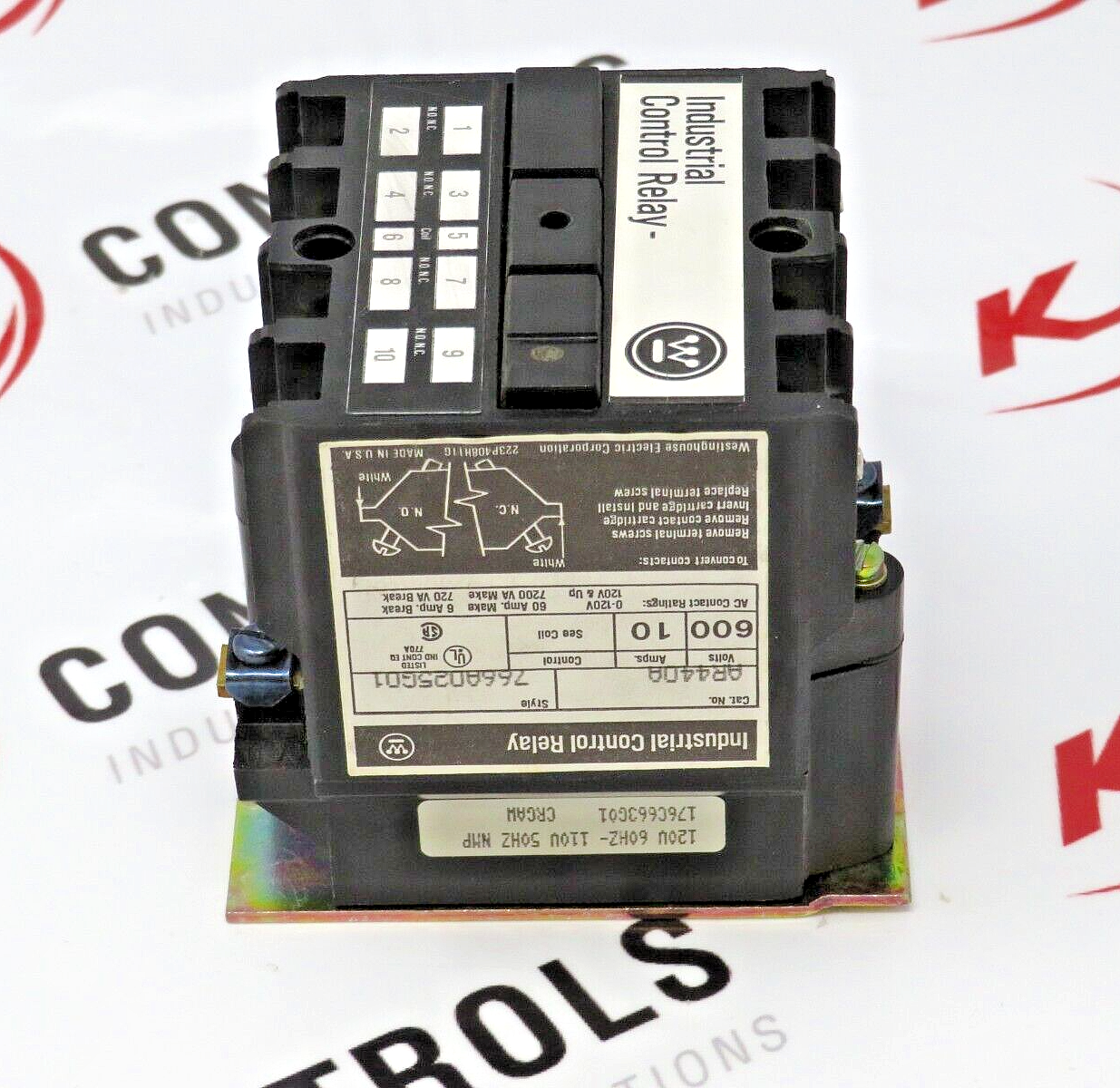 Westinghouse AR440A Industrial Control Relay 10A 120VAC 4-NO 4-Pole
