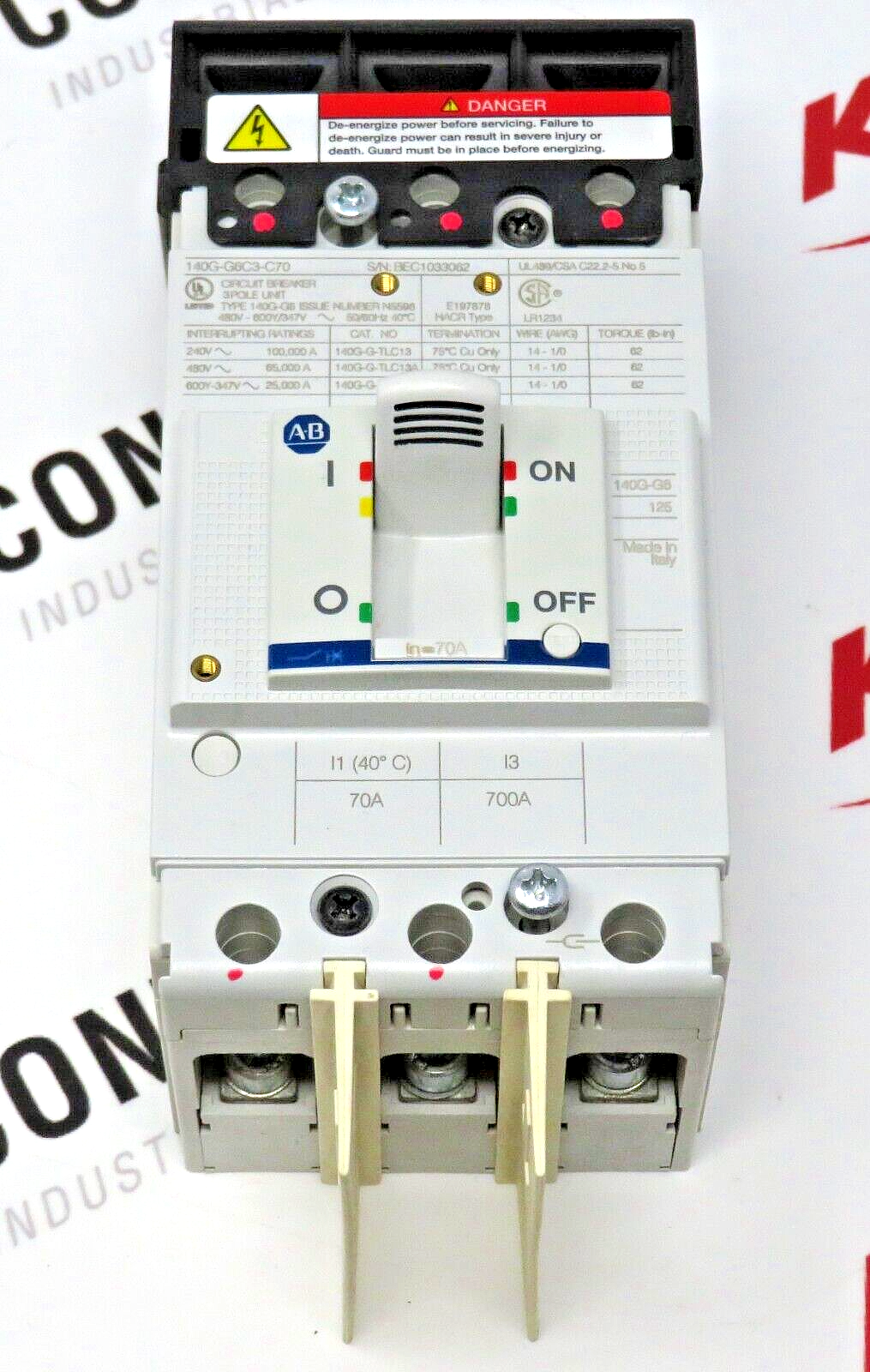 Allen-Bradley 140G-G6C3-C70 70 AMP 65 kA @ 480V Molded Circuit Breaker
