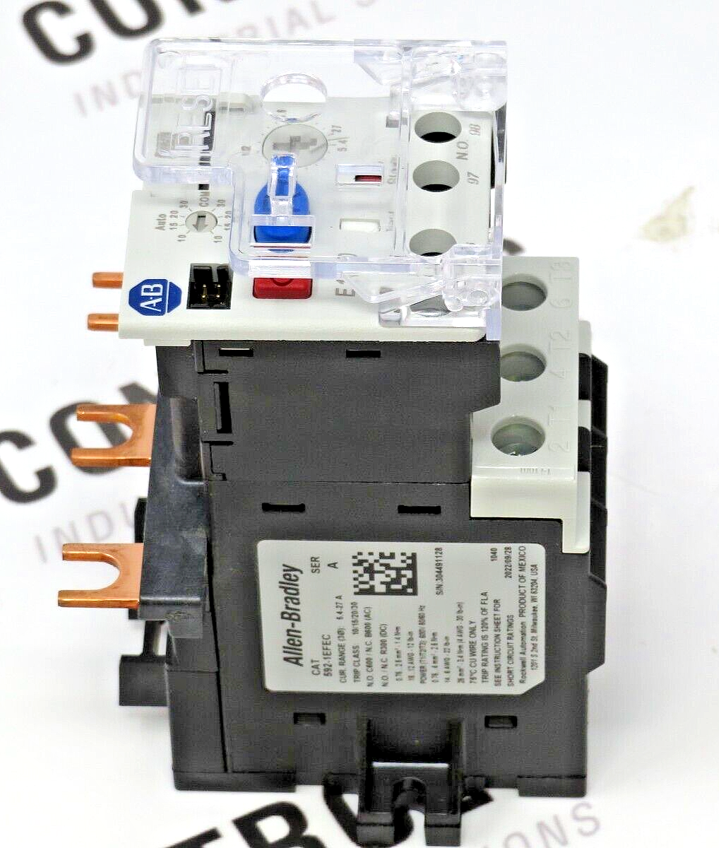 Allen-Bradley 592-1EFEC E100 Overload Relay 5.4-27A Trip Class 10/15/20/30 SER.A