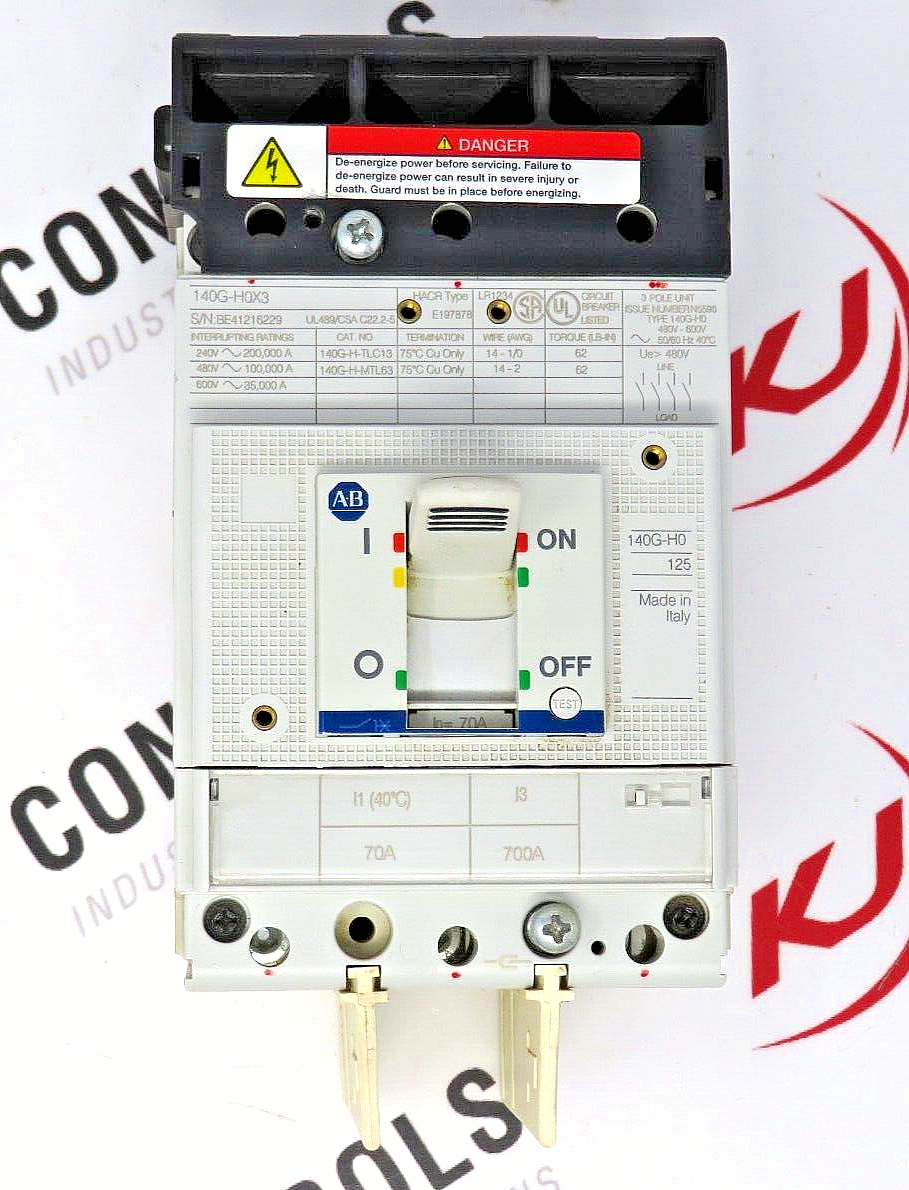 Allen-Bradley 140G-H0X3 125A H-Frame Molded Case 100 kA @ 480V Circuit Breaker